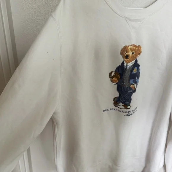 Polo Ralph Lauren Crewneck Polo Bear Fleece Sweater Sweatshirt White Size XL